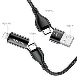 DHL Free Shipping FLOVEME New Four in One 3A Nylon Data Sync Fast Charging Type C To Type C Charger Cable For Sale