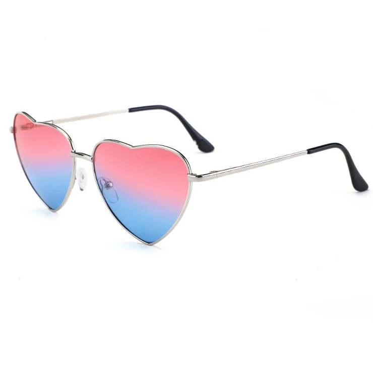 Fashion Glasses 2021 Retro Vintage Unisex Metal Sunglass Colorful Heart Shaped Shades Sunglasses