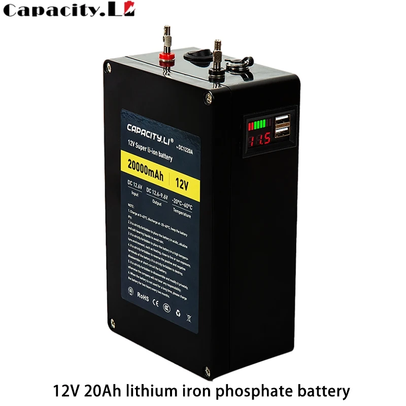 12V 10AH 20AH 30AH LiFePO4 Portable battery for outdoor camping illumination Emergency Power Supply rechargeable battery pack