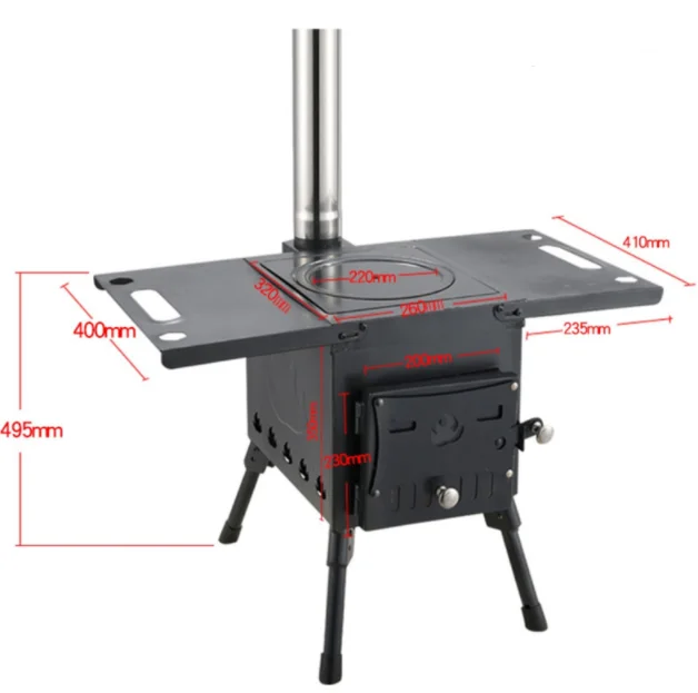 Wholesale Portable Carbon Steel Furnace Door Window Folding Home Camping Outdoor Wood Burning Stove