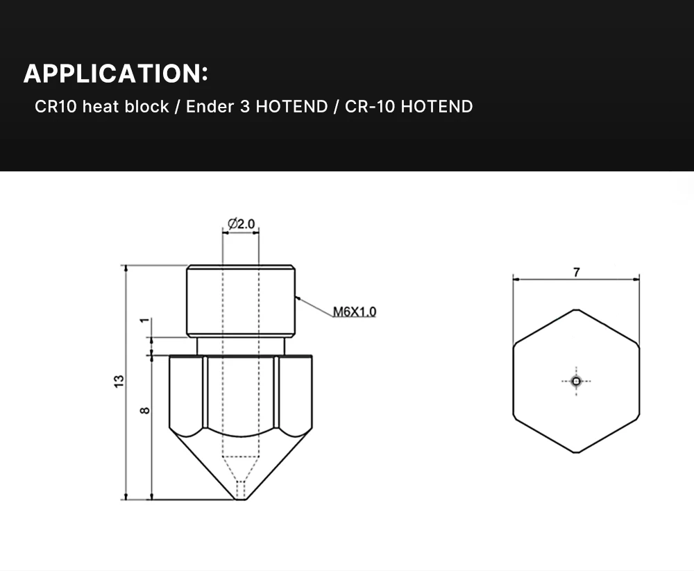 Free Shipping Mixed Sizes 0.25/0.4/0.6/0.8mm Hardened Steel Extruder Nozzle Print Head 3d Printer Mk8 Nozzles
