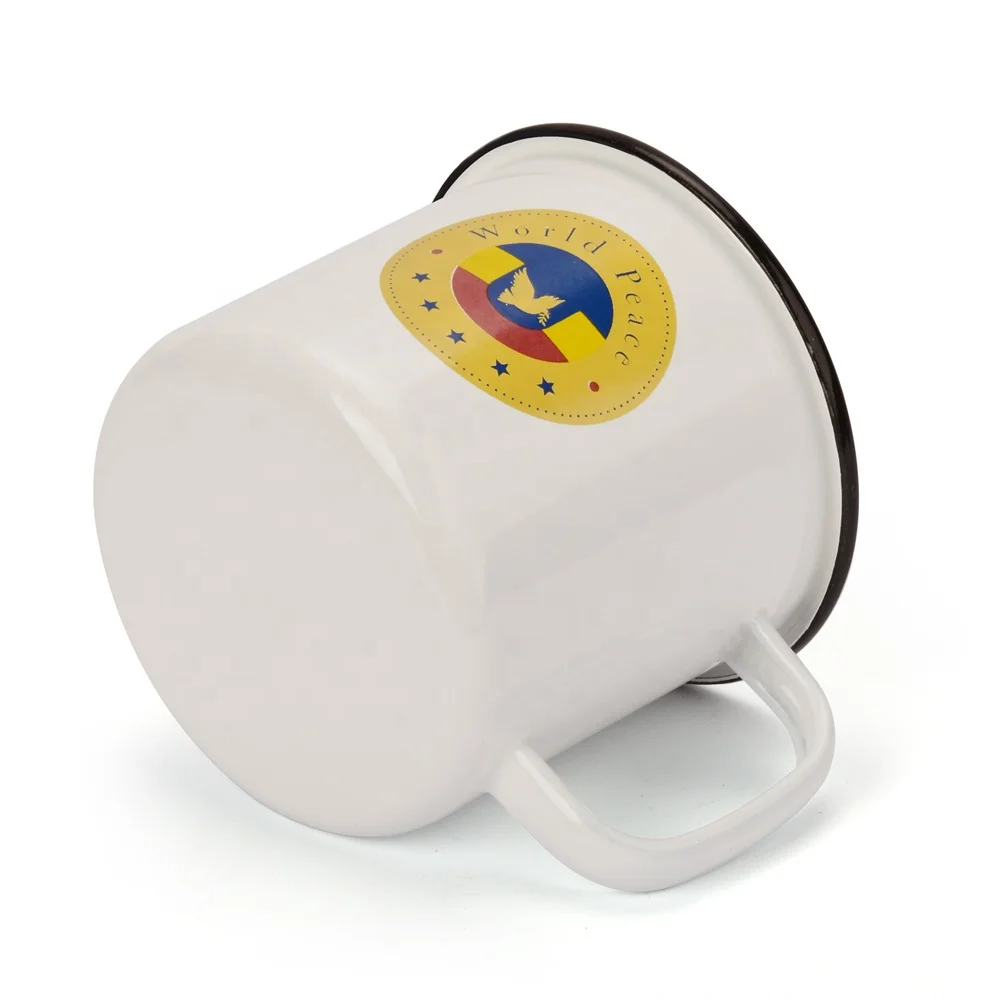 
DX Manufacturer OEM logo world peace bulk 240ml Enamel coffee mugs wholesale 