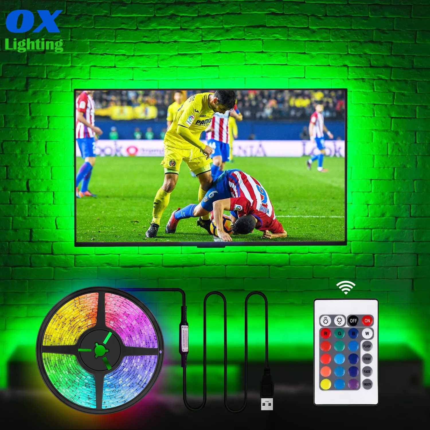 Светодиодная лента OXLIGHTING SMD5050 для подсветки телевизора питание от USB 5 В RGB с пультом дистанционного управления 1 м 2 3 4