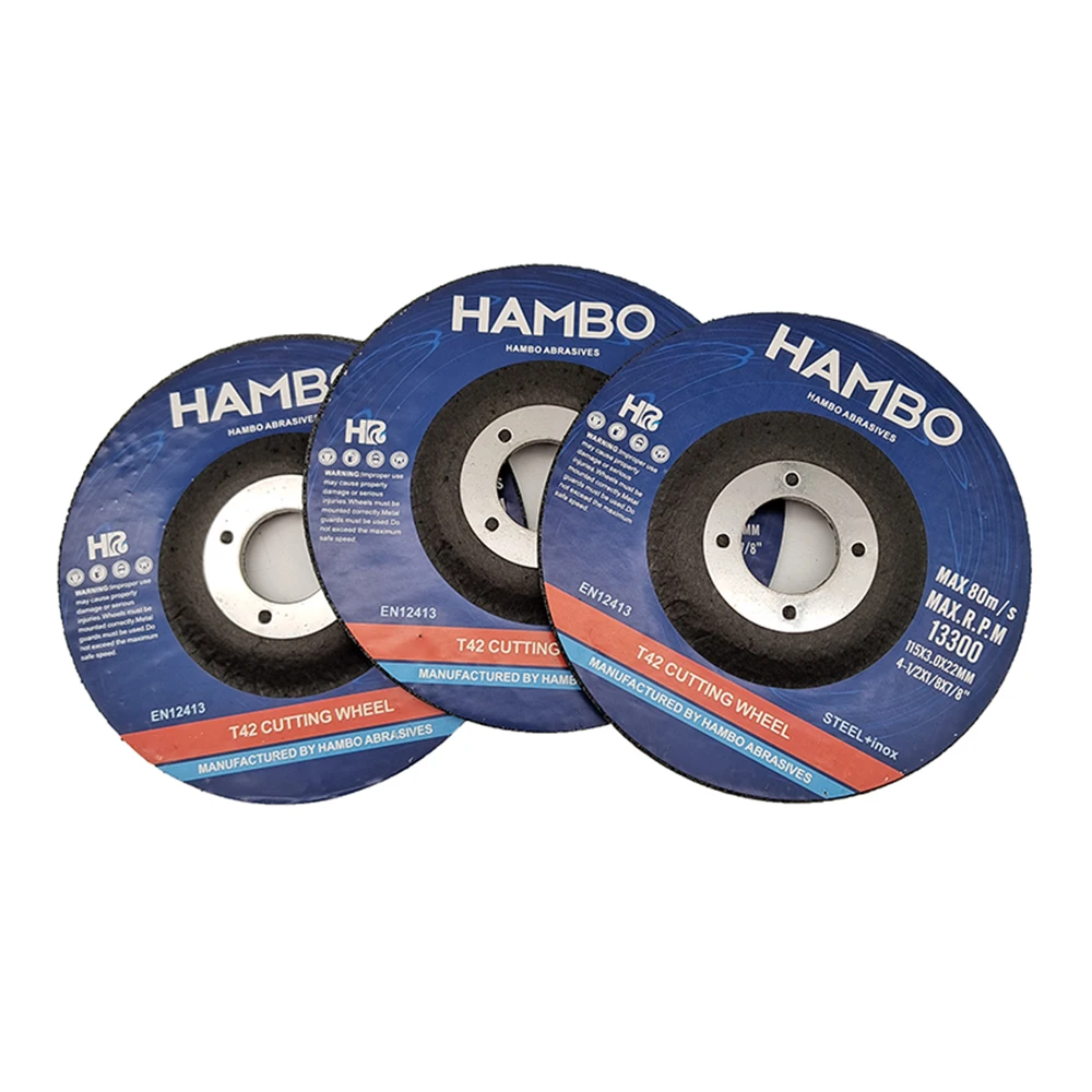 HAMBO Premium Abrasive Cutting Disc Stainless Steel 115X3.2X22MM 4.5 Inch for  Metal T42 Depressed Center Cutting Grinding Wheel