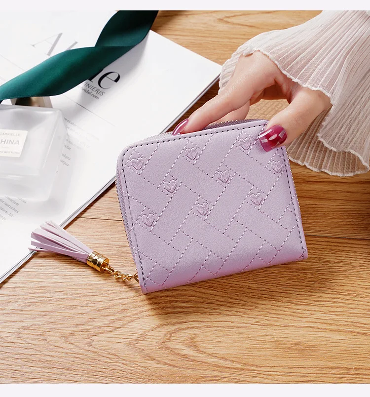 Cheap popular fashion vintage mini simple cards holder plain pu leather small card purse women lady durable wallet
