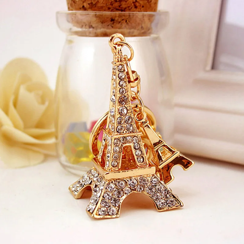 Tower Rhinestone Crystal Charm Pendant Bag Car Key Chain Girl Friend Mother Daughter Gift