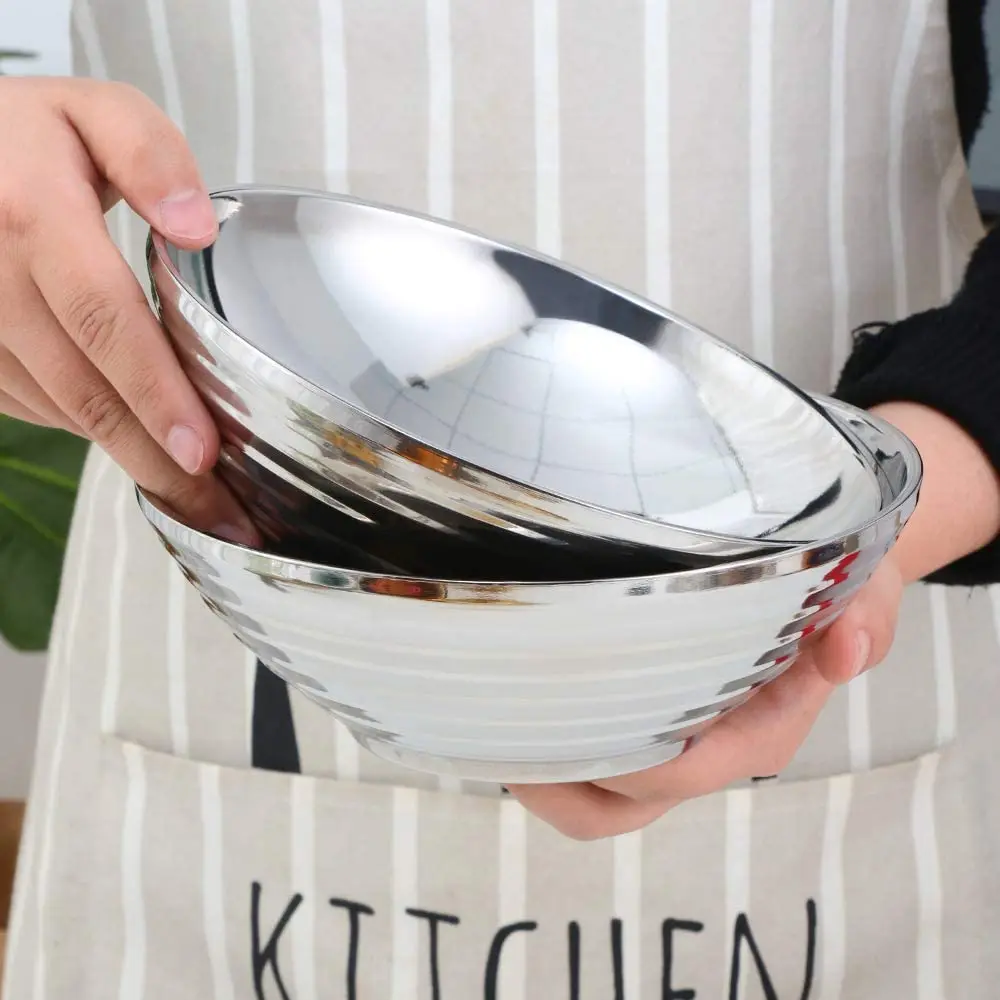 Japanese Style Double Wall Noodle Soup Bowl 18/8 Stainless Steel Ramen Bowls