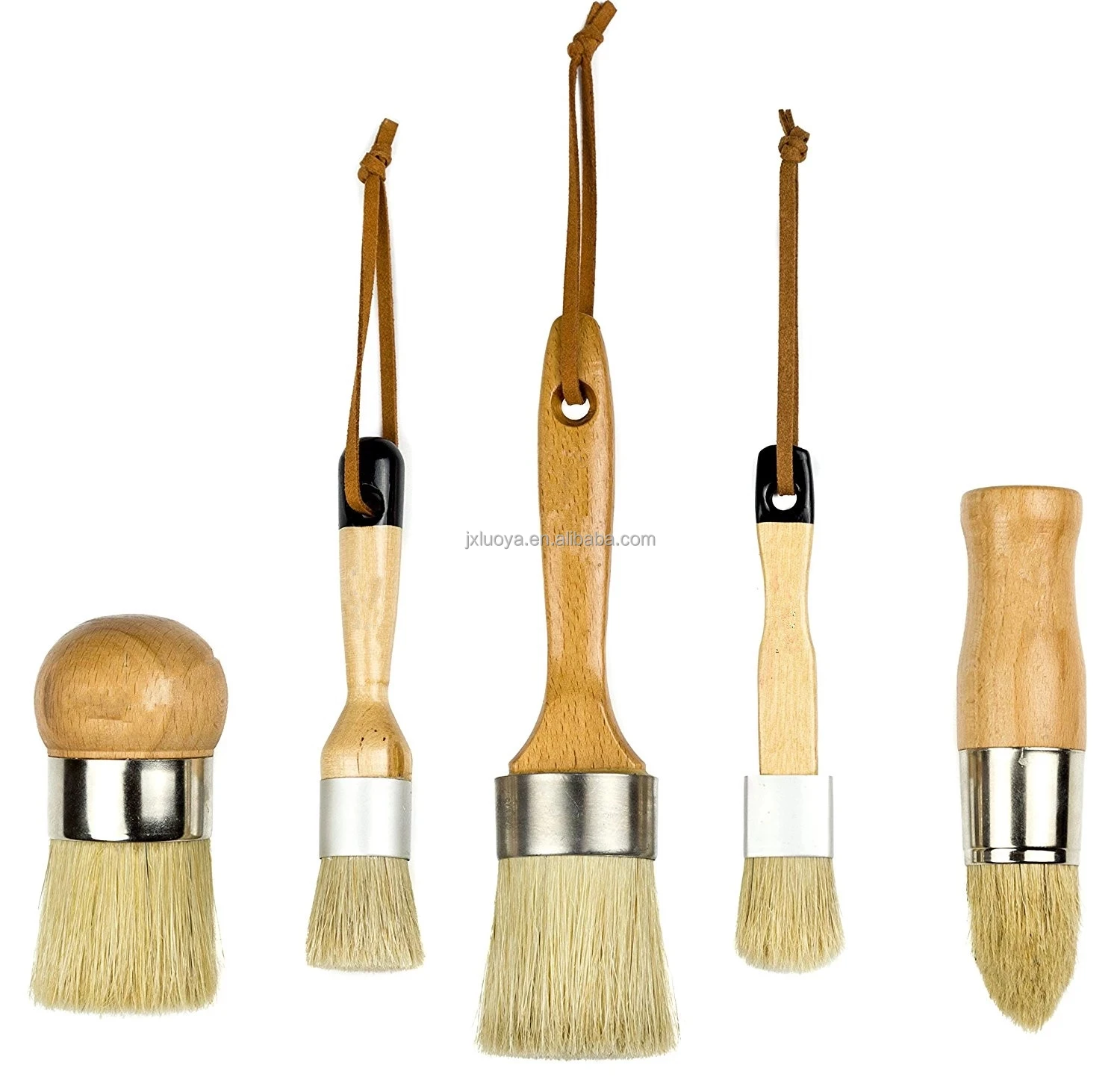 100% natural sustainable cheap plastic wooden wide flat hair wax chalk paint brush for furniture and Cabinets painting waxing