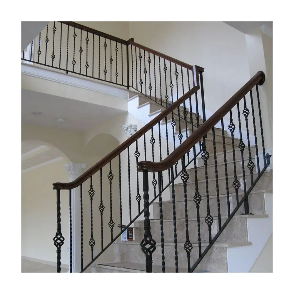 Prima Customized Staircase Blusters Hand Forged Antique Steel Factory Price Scrolls Design Security Wrought Iron Railing