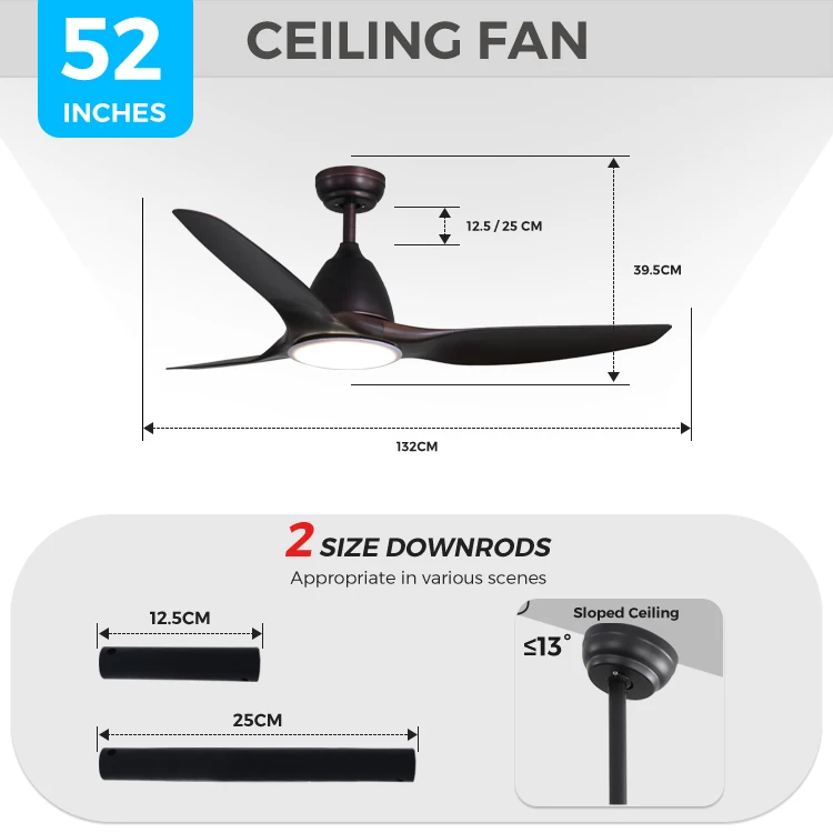 Modern Decorative Remote Control Ceiling Fans Bldc 52 Inch 5 Speed Abs Blades Living Room Ceiling Fan With Lights