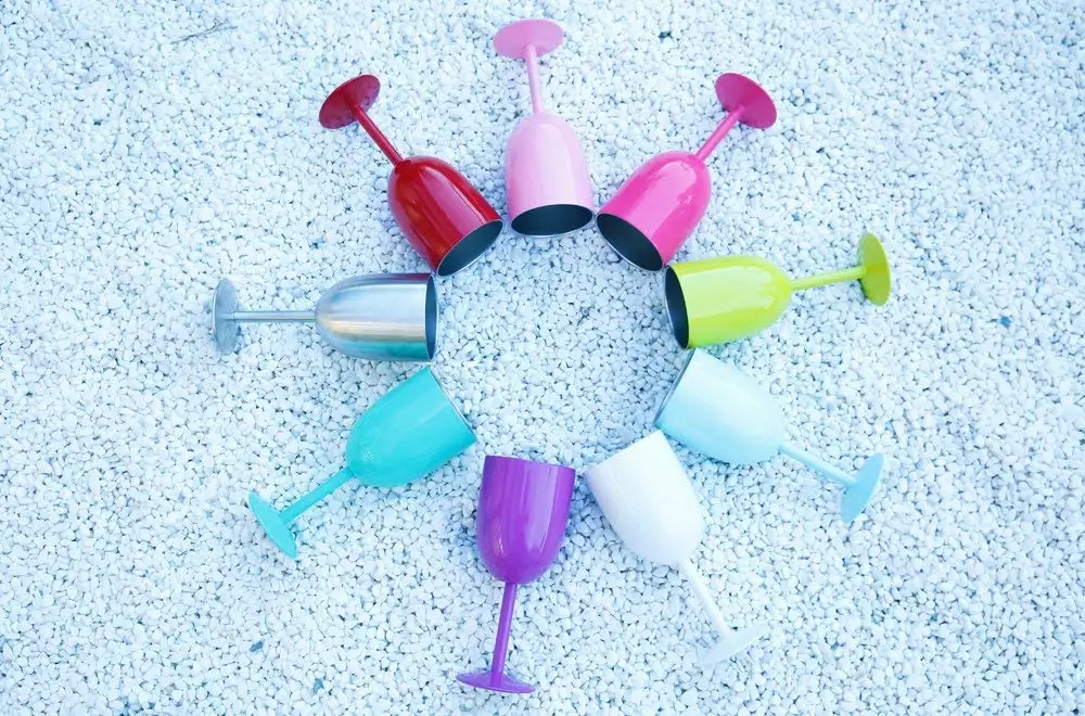 
10 OZ Stainless Steel Wine Glass Double Walled Vacuum Insulated Unbreakable Wine Tumbler Cup With Lid And Straw 