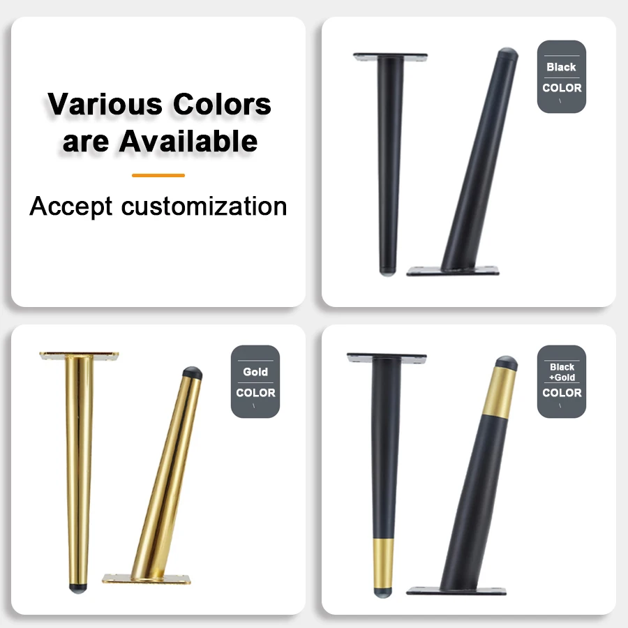 China Factory OEM Sofa Hardware Accessories Chair Component Oblique Cone Steel Bed Legs
