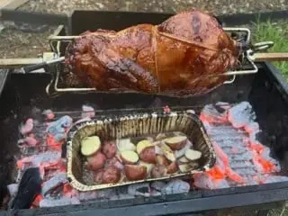 Outdoor Large Stainless Steel Hog Lamb Charcoal Barbeque BBQ Rotisserie Spit Roaster Adjustable Height Steel Grill