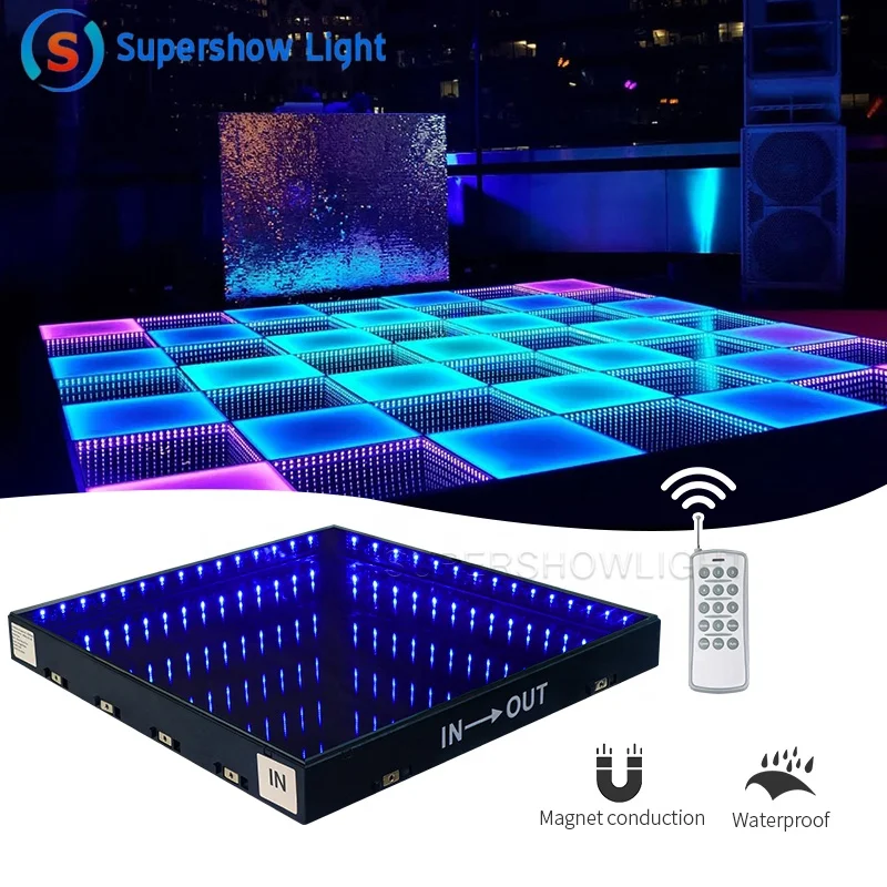 3d Infinity Mirror Video Light Led Dance Floor Glass Rgb Interactive Led Wedding Dance Floor
