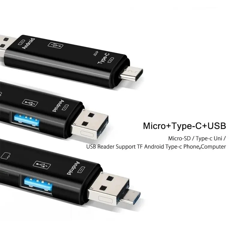 5 in 1 Multifunction Type C Micro USB to USB OTG USB 2.0 TF Card Reader Adapter Type-C Flash Drive Adapter For Android Computer