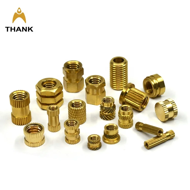 Brass knurled thread insert nut for plastic mould round head heat injection threaded brass insert 10mm 1/4 -20 M2 M3 M4 M5 M6 M8