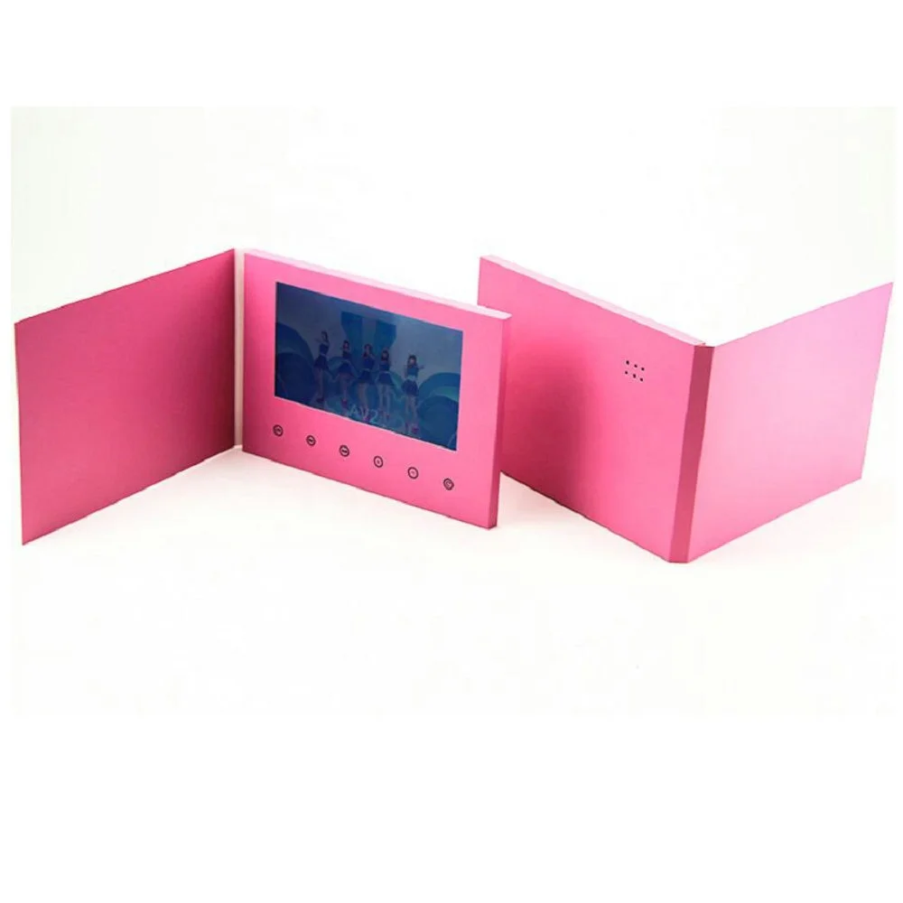 Card with video screen Wedding invitation LCD video player brochure