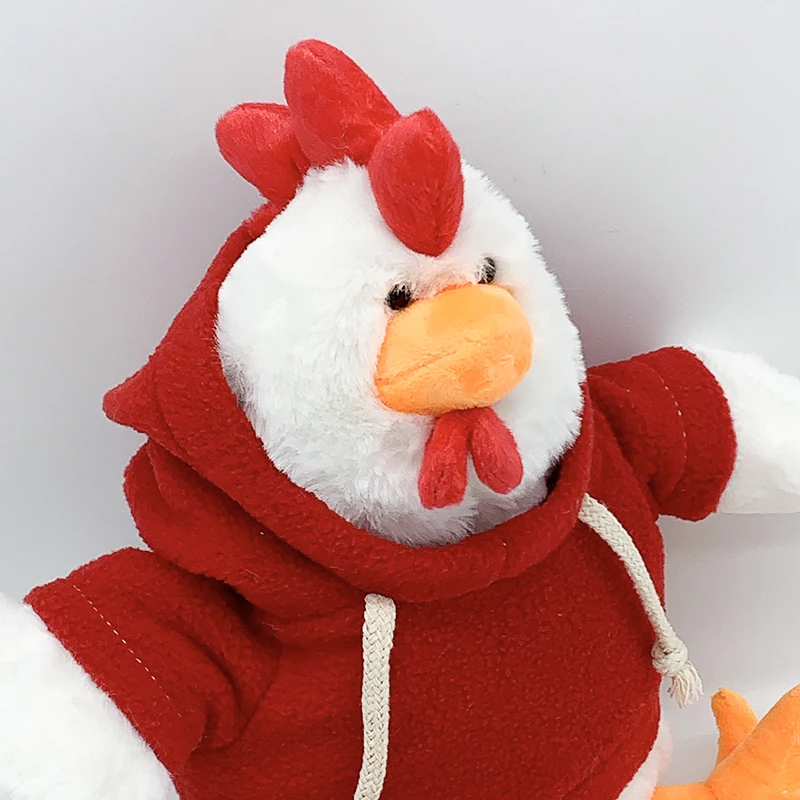 Sublimation Customized logo soft Rooster plush toys with hoodies stuffed animal chicken with cloth plush toys Home Decorate