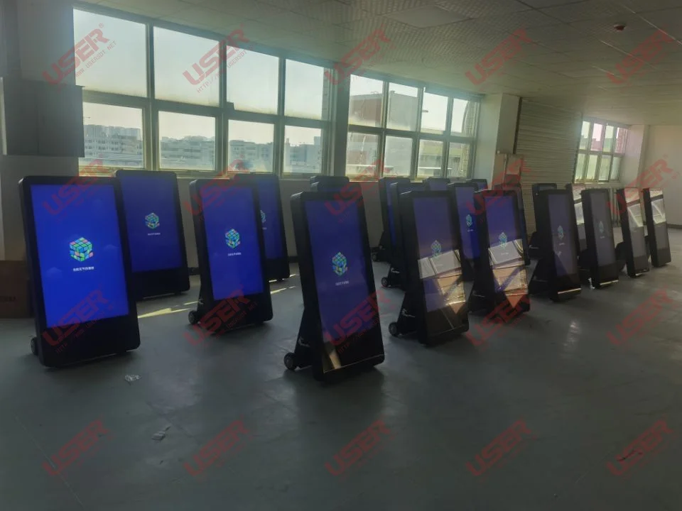 43 Inch Indoor Outdoor Portable Moveable Totem LCD Touch Screen Display Battery Powered Digital Signage for Retail