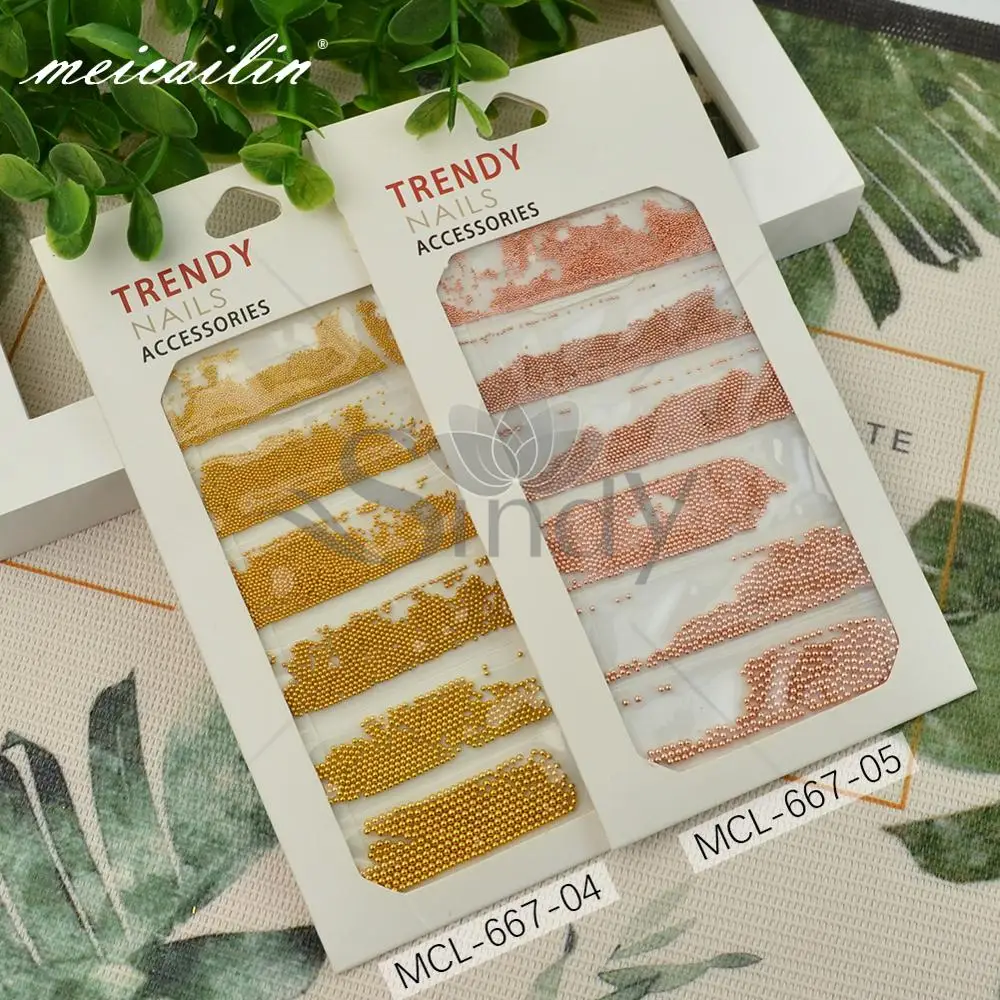 6 Grid/Pack Japanese Korea Colorful Metal Nail Steel Beads