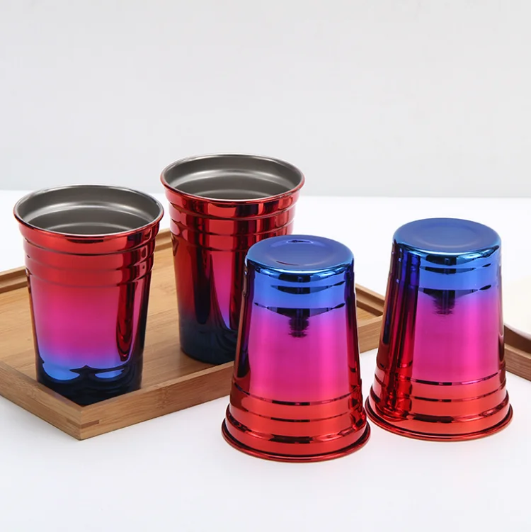 Reusable Stainless Steel 16oz 500ml Red Pint Cups Mini Party for Jello Shots Beer Pong Cups tumbler girlwill