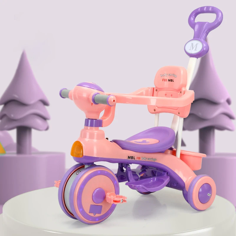 Трехколесная детская трехколесная коляска 4 в 1 с солнцезащитным козырьком