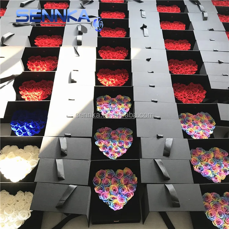 Best selling valentines day gift stabilized roses in heartshaped box wholesale forever roses preserved flower