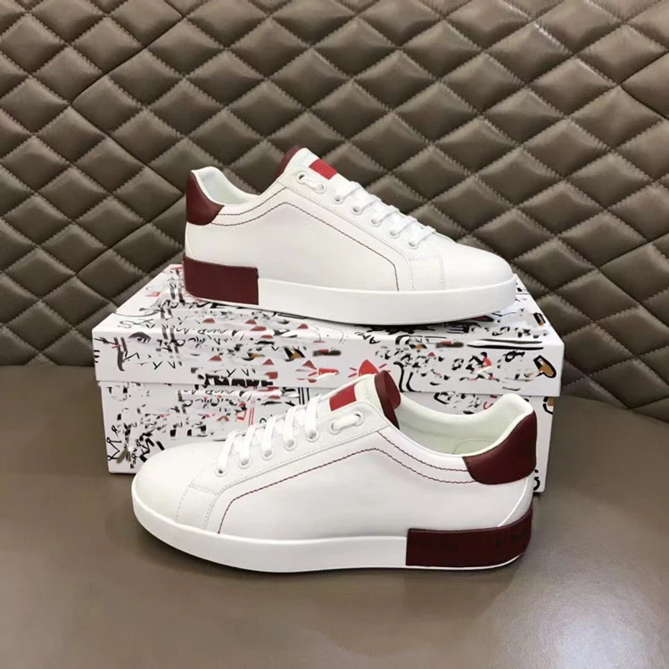 Fashion Famous Brand Napa Calf Skin Casual Shoes Flat Walking Running Portofino Sneaker Come With Original Box For Man Women