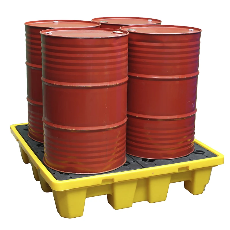 4 Drum Spill Pallet with Built-in Drain Plug