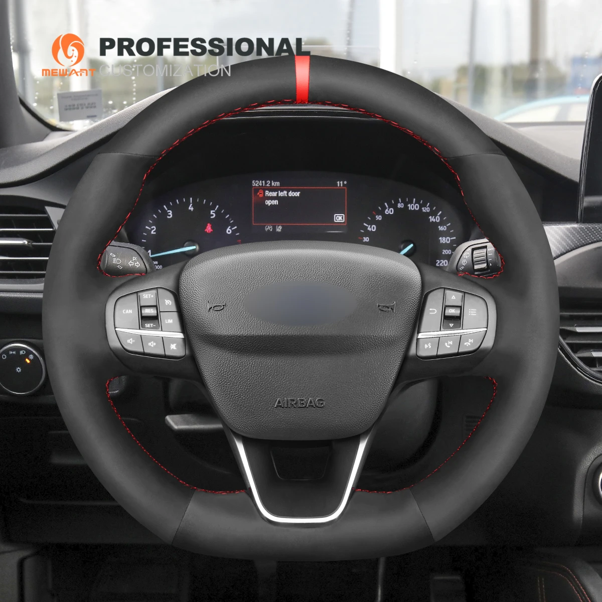 DIY Car Custom Steering Wheel Cover For Ford Focus/Fiesta/ Puma ST ST-LINE/Escape/Transit/F-150/Mustang/Taurus/Edge/Mondeo/C-Max