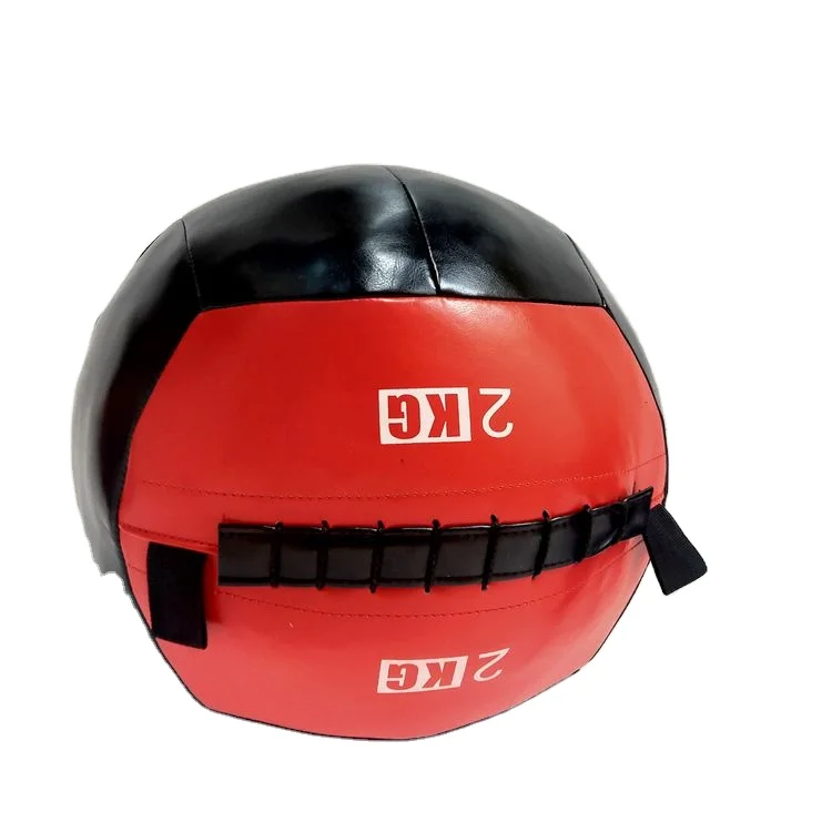 Pu soft wall ball double holder fitness ball color green 6kg medicine ball made in China