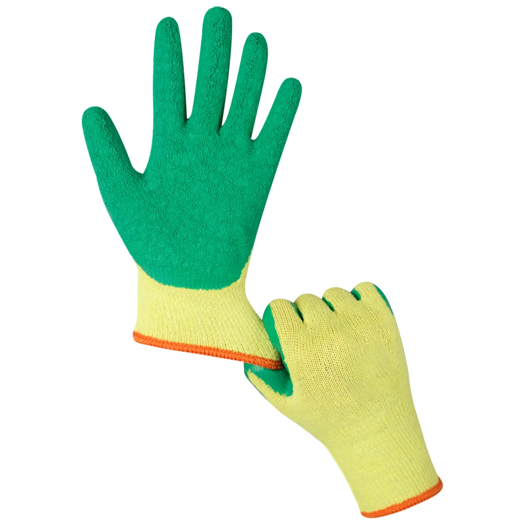 Crinkle Finished Gloves 10 Gauge Polyester Latex palm coated Industrial Household Safety Working Gloves