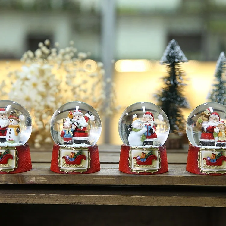 High Quality Automatic Christmas Snow Globe with Santa Little Girl Deer Figure