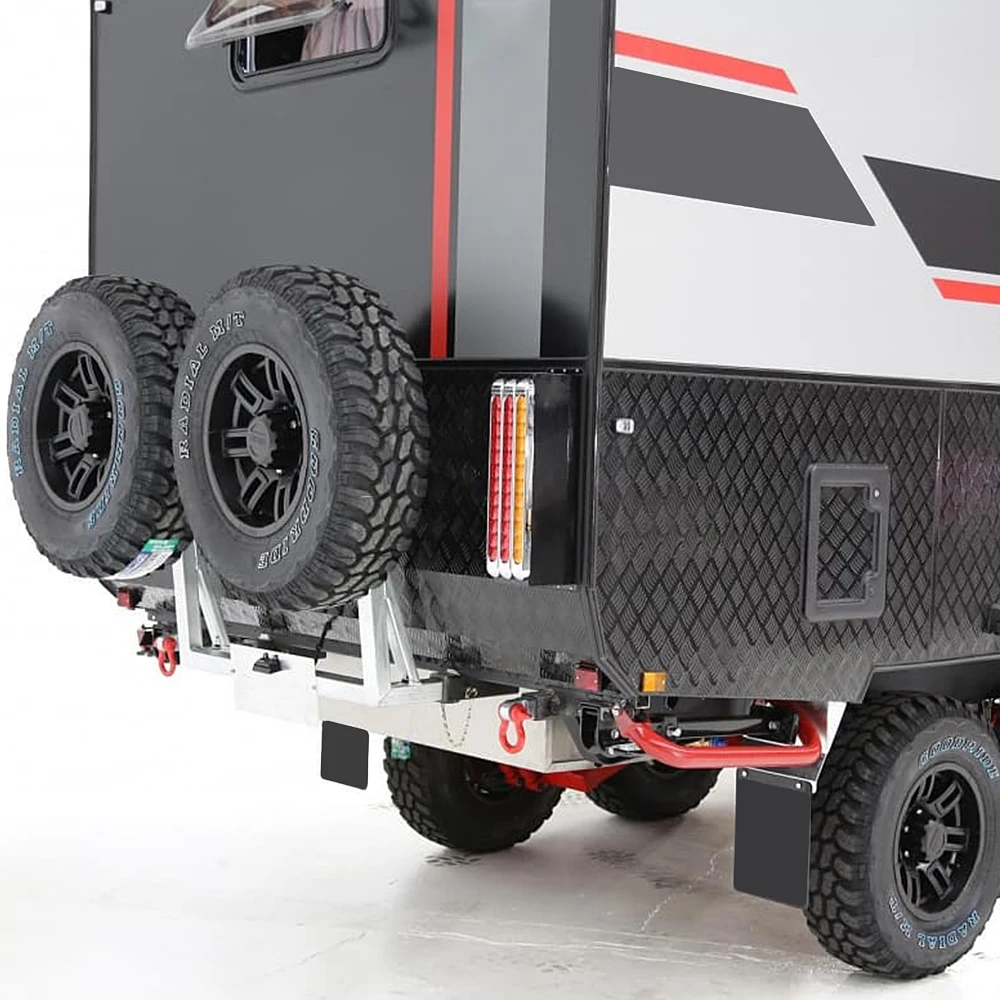 Aluminum Travel Trailers solar powered camper trailer camping trailer with tent caravan 3 bed comes with solar panel