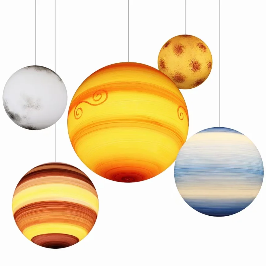 Customized Christmas Outdoor  3d Sculpture Lighting Sphere Planets Ball Led Inflatable Hanging Planet Light
