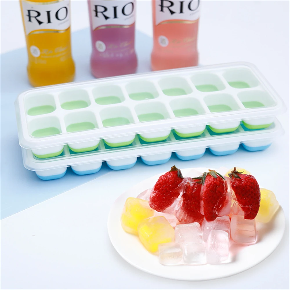 Hotselling 14 Grids Ice Cream Molds Silicone Ice Cube Tray with Lids