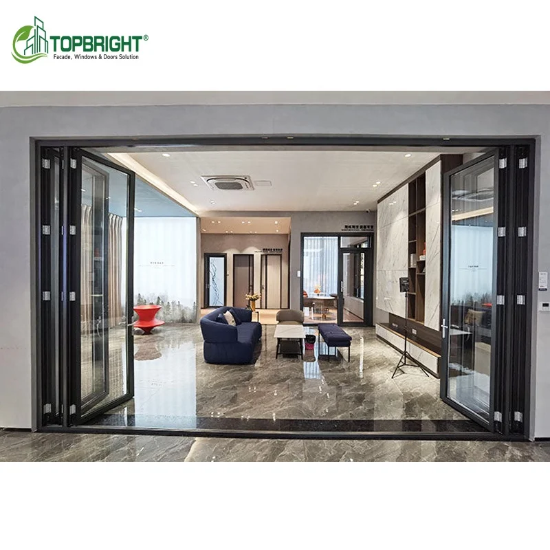 Modern anti mosquito fold door exterior accordion small glass vertical folding aluminum doors for houses