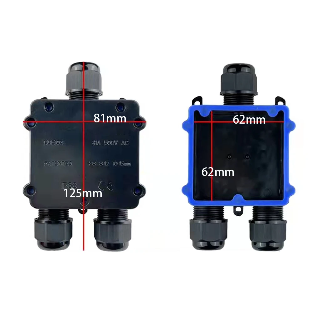 CDE103-3Y outdoor plastic IP68 Waterproof ABS electrical cable junction box switch enclosure with 3 connectors