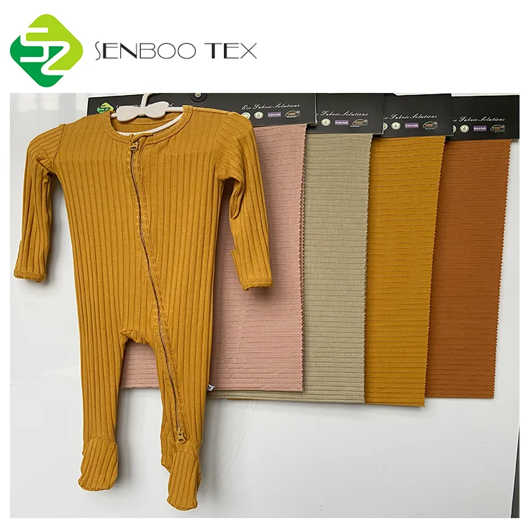 Custom 280gsm Heavyweight 8x4 Rib Knit Fabric 95% Bamboo 5% Spandex for Fall/Winter Baby Sleepwear Accessories-Boys Girls