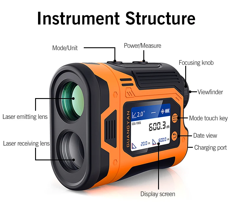 LCD Display C01 IP65 Waterproof 6X zoom mini Golf laser rangefinder High Accuracy Laser Distance laser distance meter