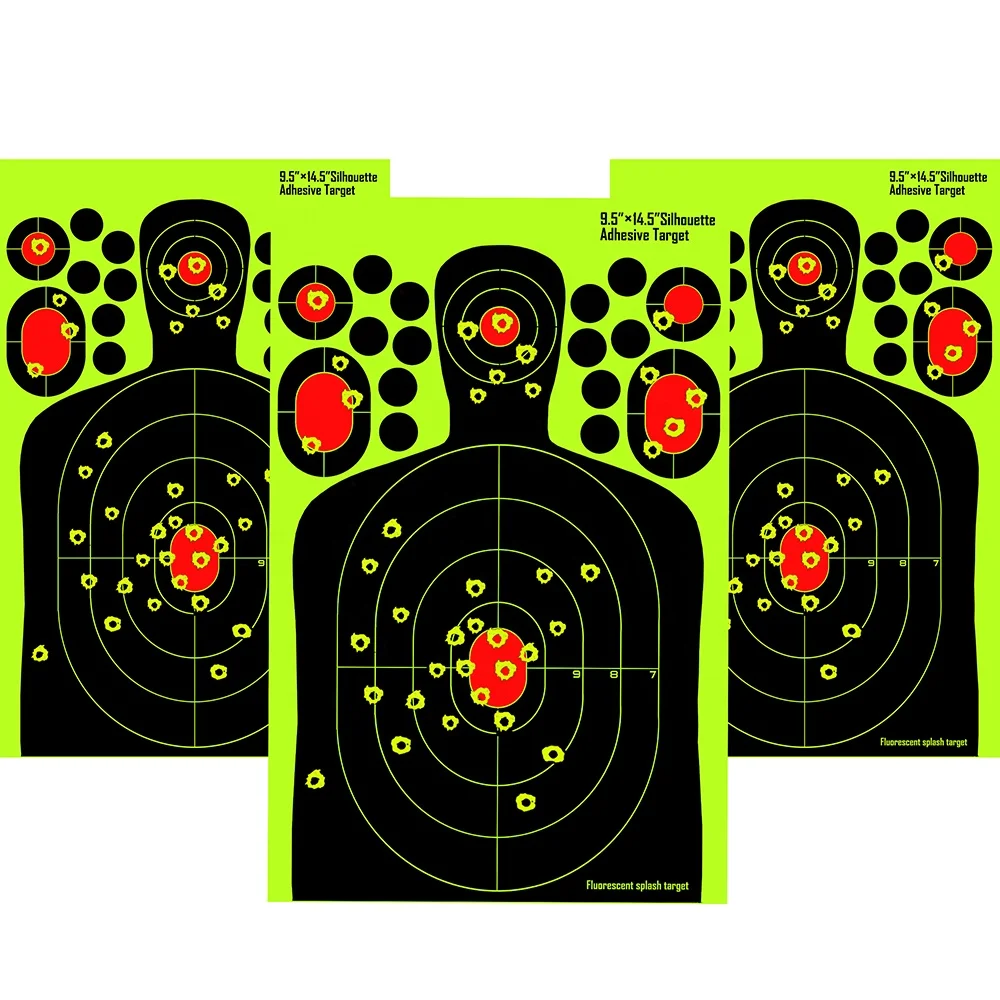 9.5*14.5inch human silhouette  Fluorescent reactive splatter burst paper Shooting targets-Easy to See Your Shots