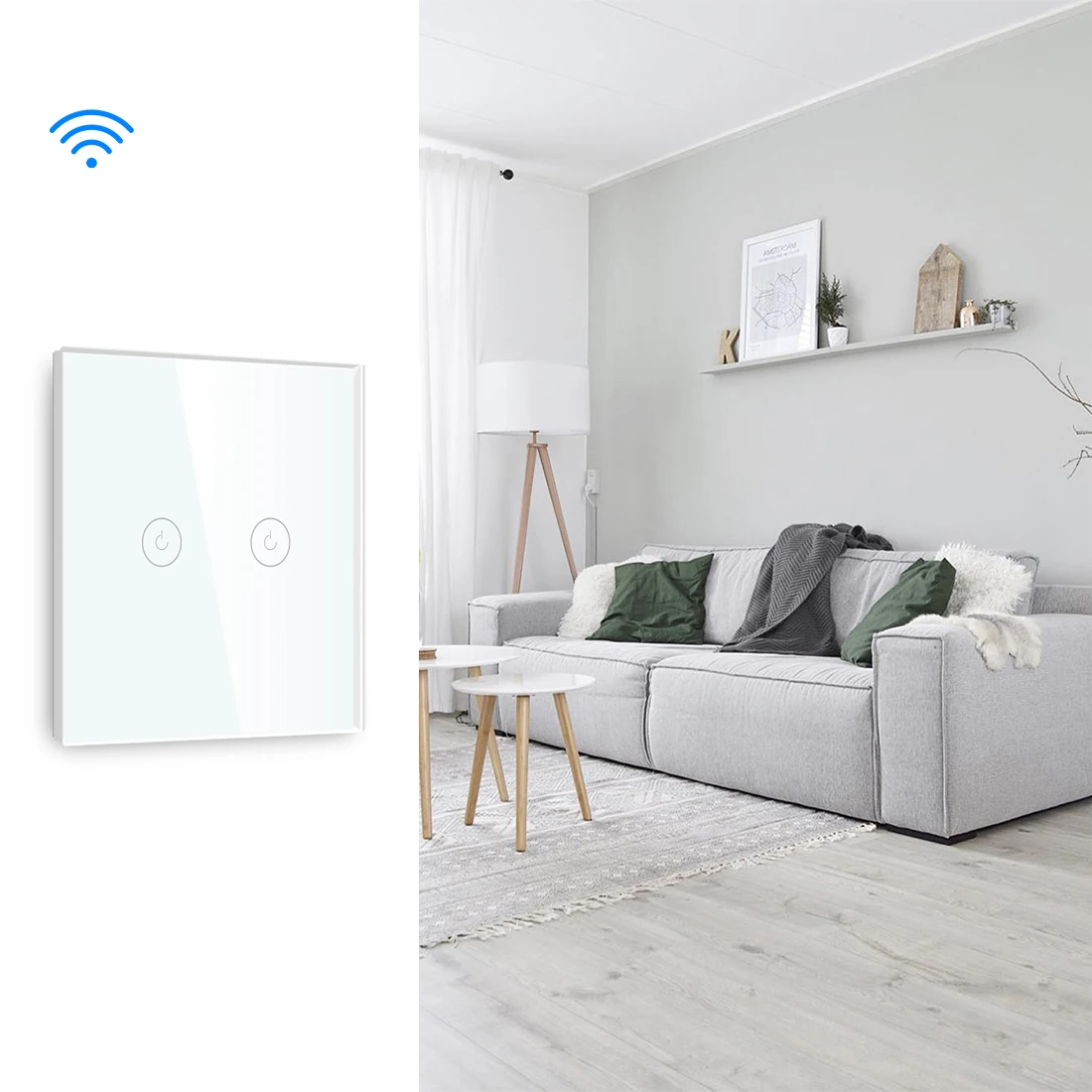 Умный беспроводной выключатель света Alexa google home сенсорный с дистанционным управлением