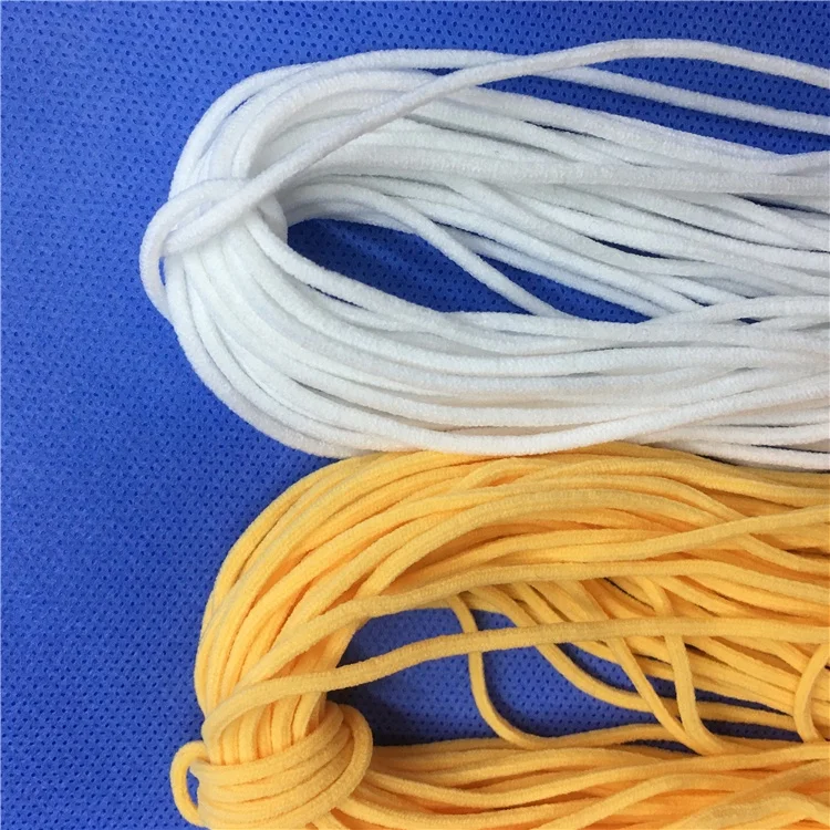 
Round Polyester Nylon Cord Spandex Elastic Webbing Earloop in Stock Soft 3mm Elastic Ear Loop Round and Flat Tatting 