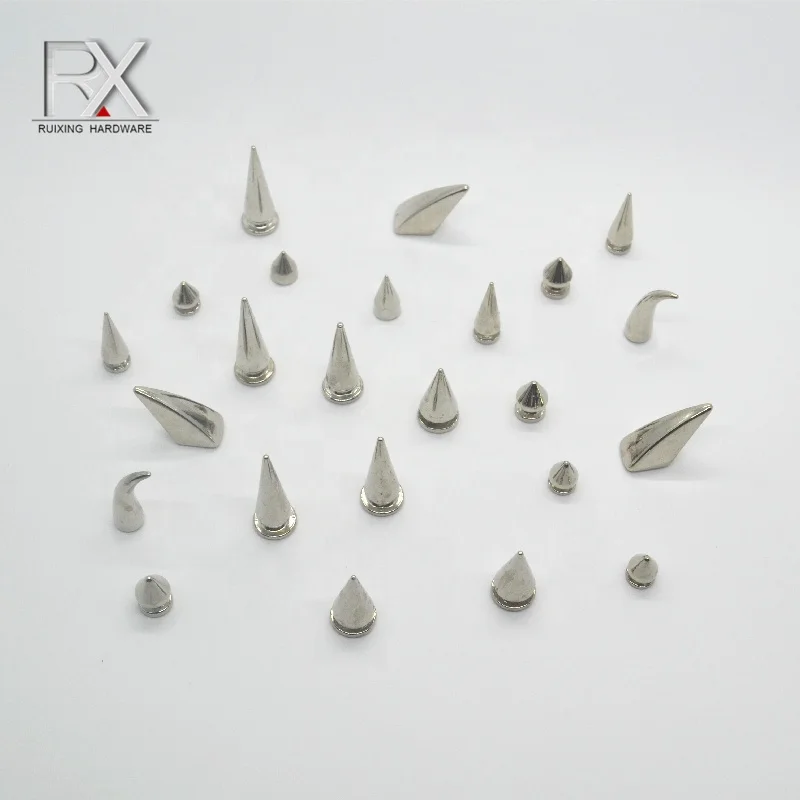 zinc alloy aluminum spike Sharp nail sticker for belt button bag accessories metal sharp screw for belt bag strap spikes