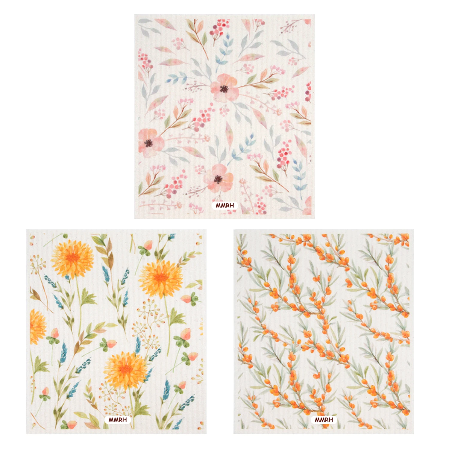 Custom Printed Printing Eco Friendly Biodegradable Absorbent Kitchen Cleaning Cellulose Cute Swedish Dishcloths Dish Cloths