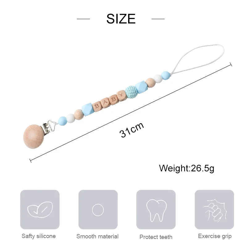 Pacifier Clips Chain Dummy Clip Silicone Beads Beech Pacifier Holder Nipple Soother Chain Infant Baby Feeding Baby Accessories