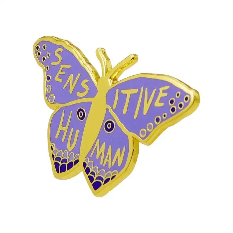 Butterflies Mouth Hard Enamel Pins Custom Lily of the Valley Vine Brooches Cartoon Purple Insect Animal Enamel Pin For Gift