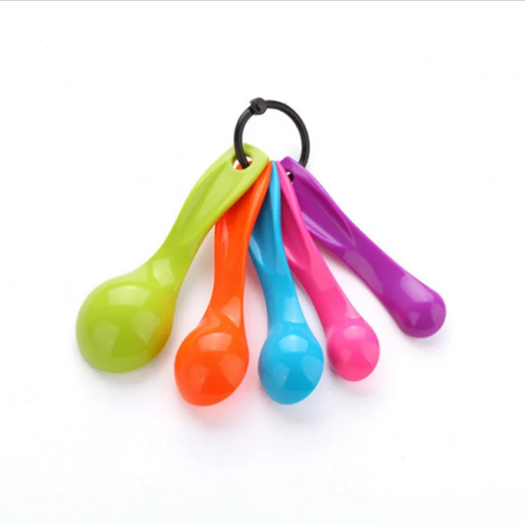 
Five-piece set of colored plastic tape scale DIY cake baking milk powder spoon 