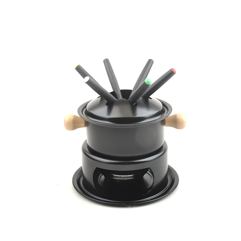 Cookware fondue pot for Cheese Chocolate Ice Cream cooking pot casserole cast iorn Fondue Set