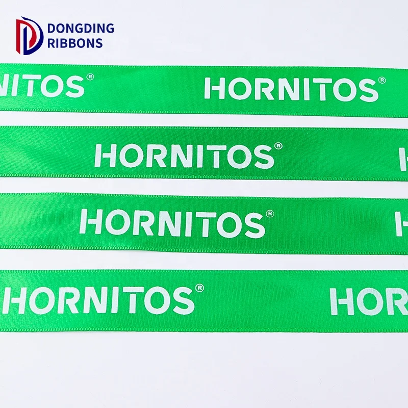 Wholesale Custom Logo Personalized 1 inch Green Box Wrapping Decoration Ink Printed Ribbon for Gift Flower